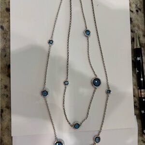 Ippolita London Blue Topaz Rock Candy  Beaded Silver Necklace .36”